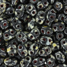 SuperDuo Beads 2.5x5mm Jet- Picasso